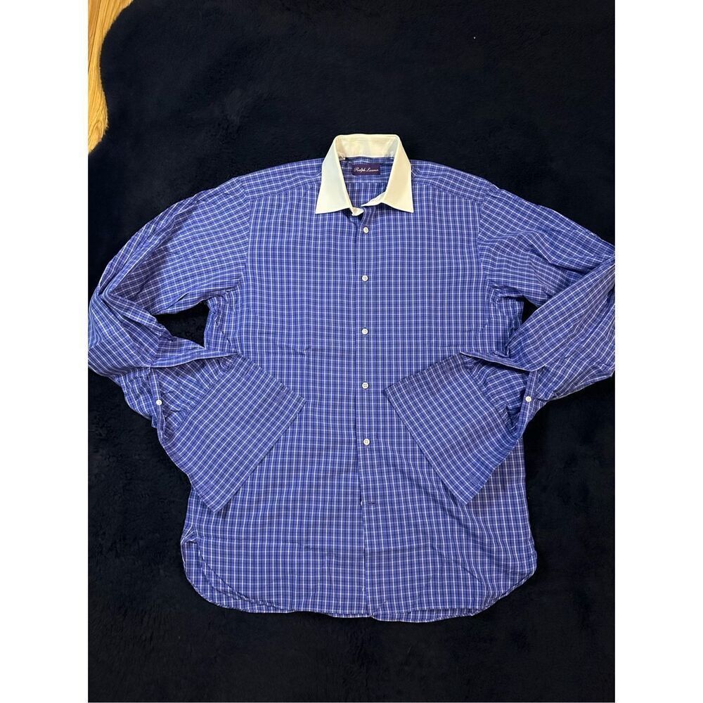 Ralph Lauren Purple Label Dress Shirt White Collar Sz 15 1/2 French Cuff Made In